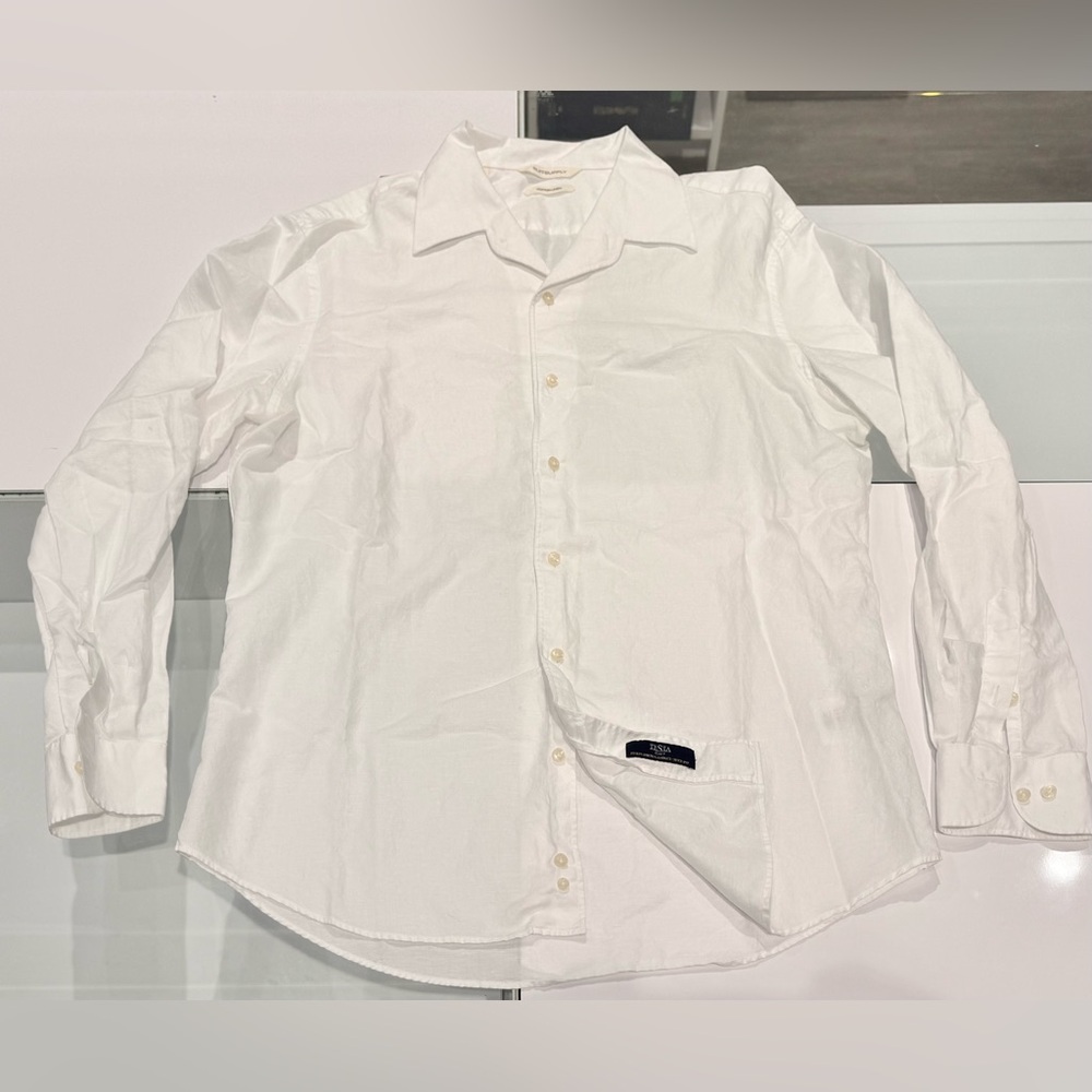 SUITSUPPLY White Cotton Linen One Piece Collar XL 17